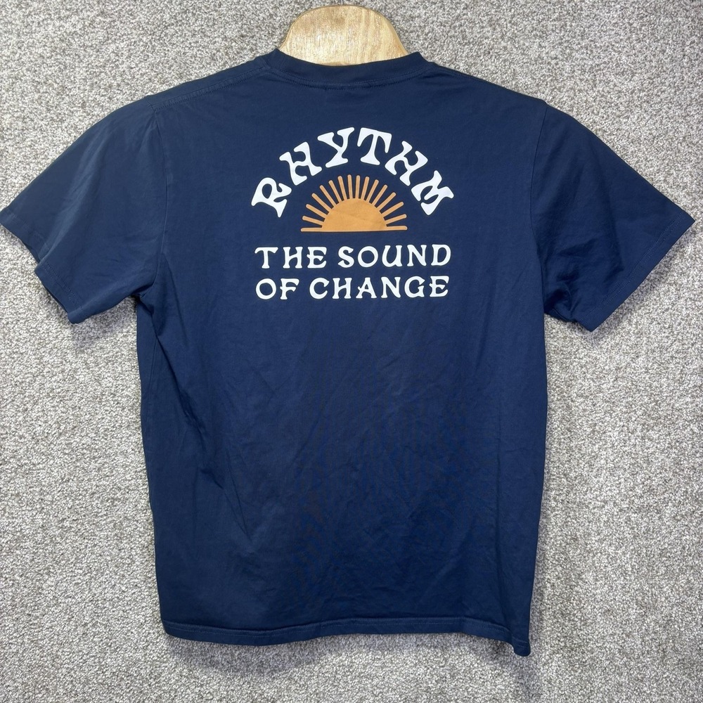 Rhythm Shirt Mens XL‎ Blue The Sound Of Change Sun Logo Graphic Tee Music
